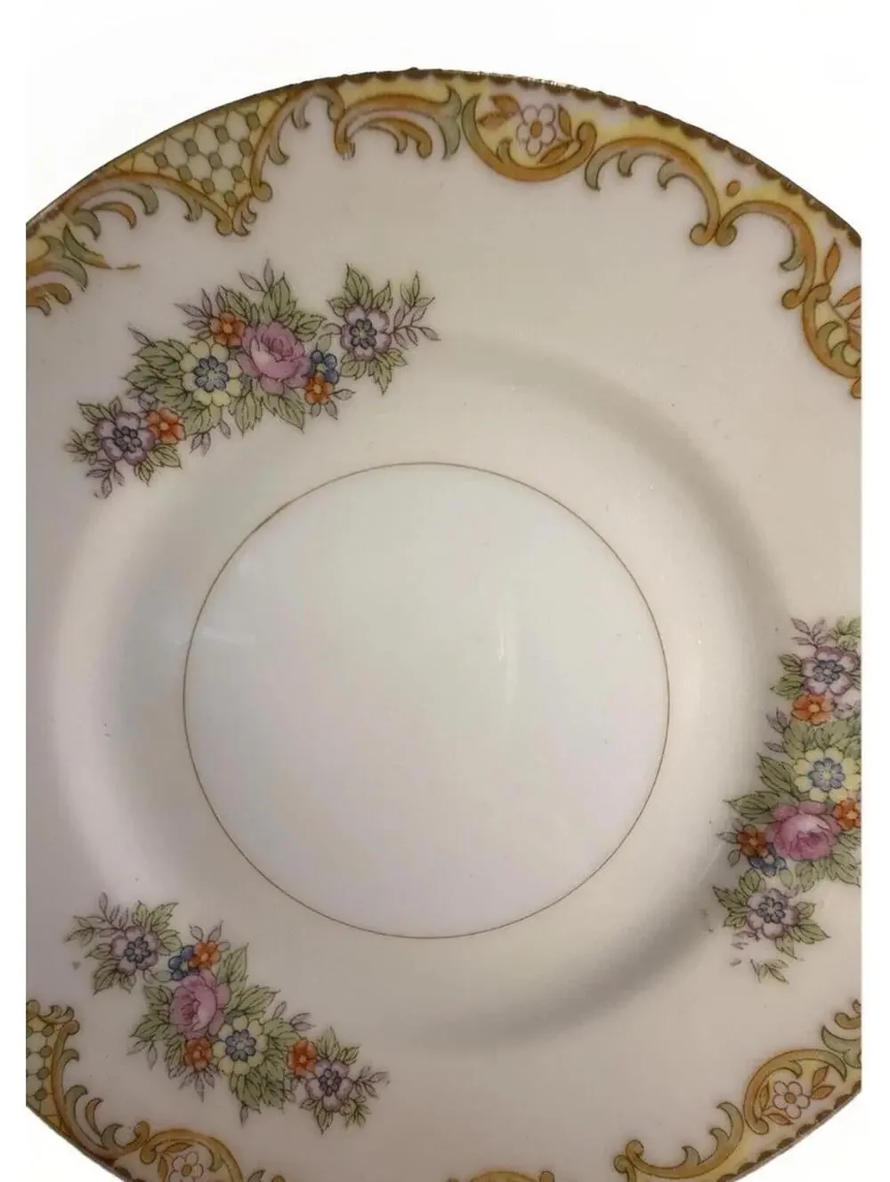 Made in Japan Floral Saucer Gold Trim Cottagecore Tea Party Plate Vintage